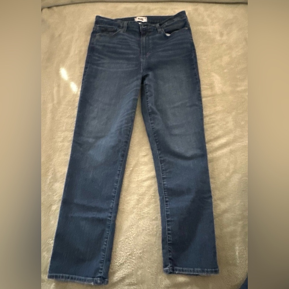 PAIGE Dark Blue Straight Leg Jeans